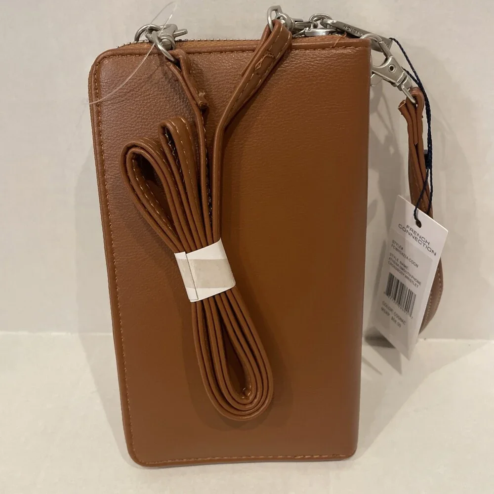 French Connection‎ Athena Smooth Phone Crossbody Wristlet – Cognac NWT MSRP $58